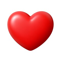 A bright red heart on a white background looks very vibrant and appealing.