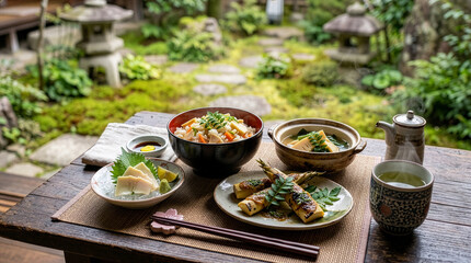 竹の子料理（たけのこ御飯、若竹煮、たけのこ素焼き、たけのこの刺身）