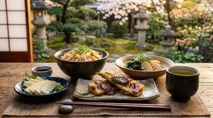 竹の子料理（たけのこ御飯、若竹煮、たけのこ素焼き、たけのこの刺身）