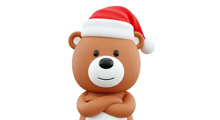Cute 3D Teddy Bear Wearing a Santa Hat