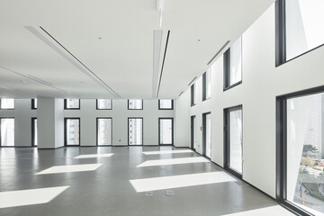 Bright modern interior architecture with clean minimalist design, no people