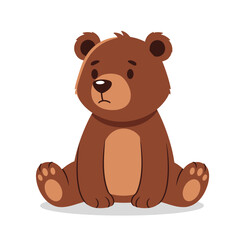 Obraz premium Sad Teddy Bear Sitting Down, Cute Cartoon Animal Illustration
