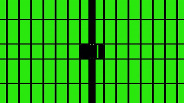 Grate Door Opening & Closing &ndash; Industrial Metal Prison Gate Green Screen Alpha Channel Animation 4K
