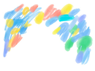 カラフルな虹のような水彩の筆の跡、背景素材