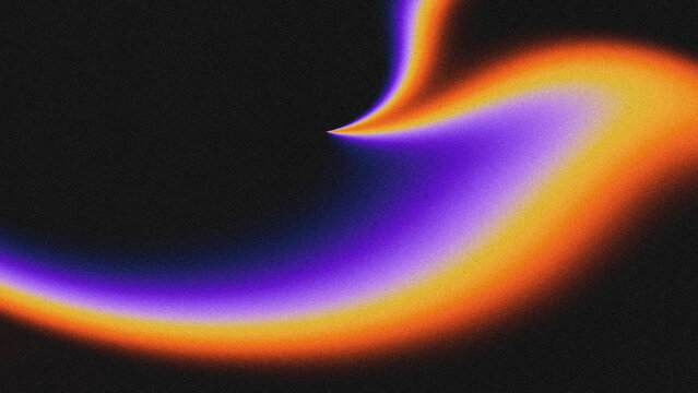 Abstract, grainy gradient wave with purple and orange hues on a black background, featuring a smooth color transition and a textured noise effect.