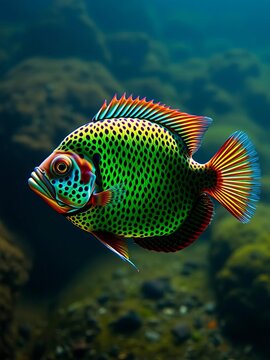 Majestic Cyphotilapia frontosa, a jewel of Lake Tanganyika's depths,  stunning fish,  marine