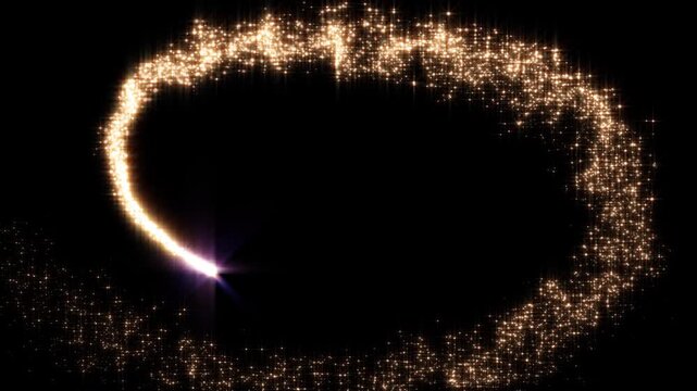 光がパーティクルの尾を引きながら円を描く、4K画質の映像素材