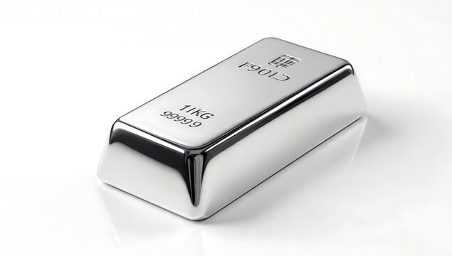 Precious metal bar showcasing purity and weight with reflection detail