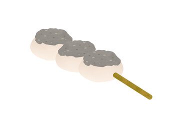 串に刺さった胡麻餡団子 