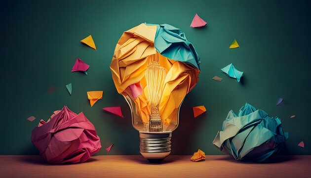 conceptual idea generation with crumpled paper lightbulbs