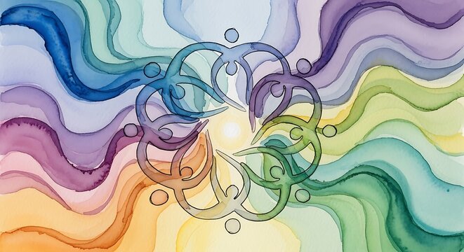 Vibrant abstract community and diversity artwork for inspiring creative photoshoots and harmonious digital projects