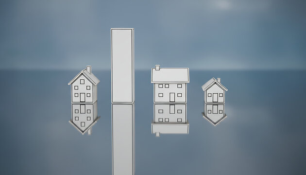 Miniature houses and high-rise buildings sit on a surface with city skyline bokeh lights at sunset. Represents urban growth and housing challenges. urban Housing & Real Estate Concepts