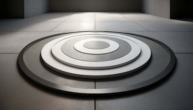 circular triple sticker floor concrete mockup masterpiece with white shades