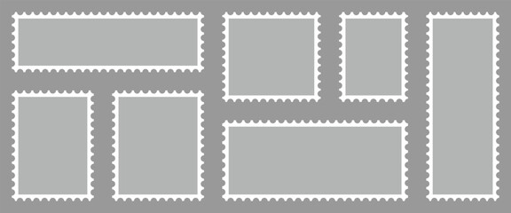 Obraz premium Set of blank rectangle and square postage stamps designed for graphic design, branding, and Used in banners, labels for shipping. Vector illustration.