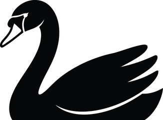 Obraz premium Black swan silhouette vector illustration isolated on white background for logo, design, and decoration
