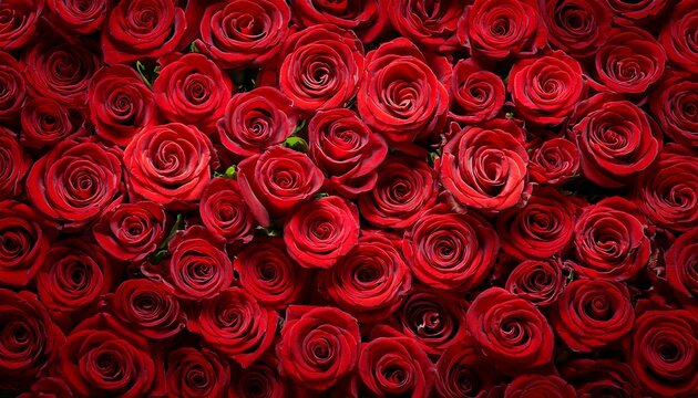 natural and fresh red roses flowers pattern wallpaper background