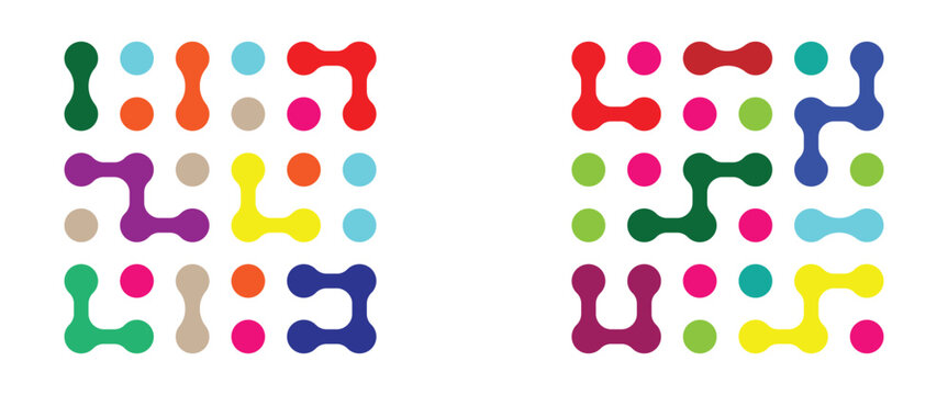 Diagonal meta ball connected circles shape. Abstract nerve cell dots or computer nano net. Blob technology logo icon. Abstract shape,  geometric fluids. Vector illustration.