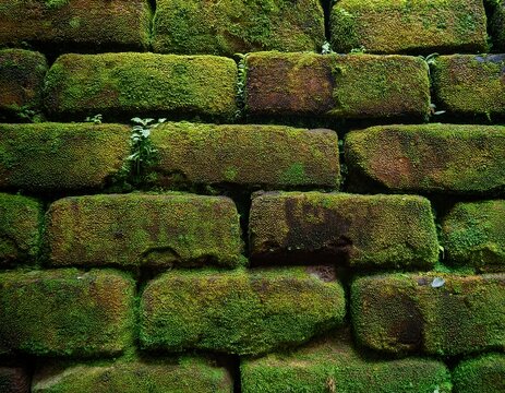 balinese brick wall texture stained moss brick wall irregular pattern protruding bricks