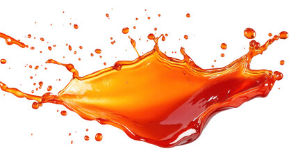 A vibrant splash of orange liquid on a transparent background