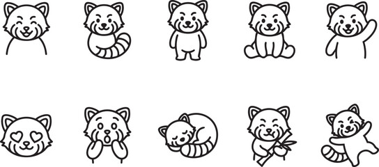 Cheerful Panda Icon Set Front © Juwanyar