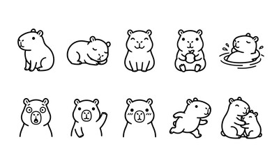 Capybara Play Icon Set