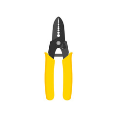 Fototapeta premium wire stripper flat design illustration isolated on white background. Professional wire stripper and cutter tool with orange insulated handles, ideal for electrical and DIY work.