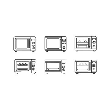 A group of different microwave oven designs