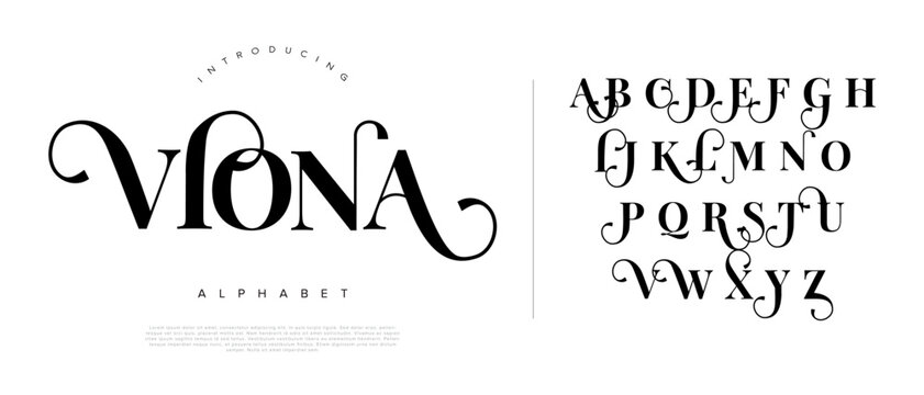 Viona beautiful calligraphy script font with decorative swash for romantic wedding invitation and feminine logo design