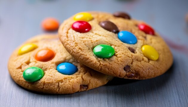 a close up of a cookie with m m s on it