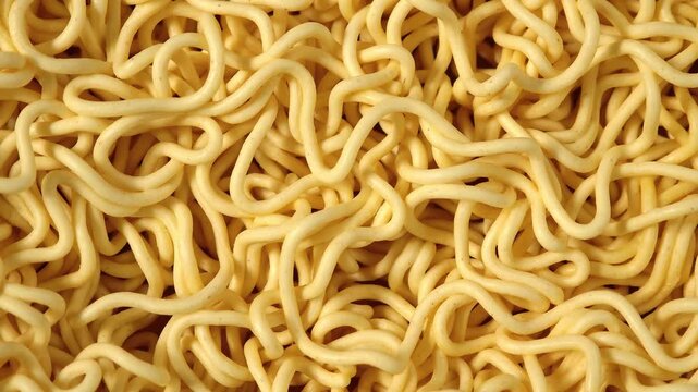Dried uncooked instant noodles close up