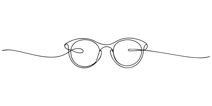 sunglass continuous one line drawing, Glasses symbol, continuous line drawing vector. One continuous line eyeglasses icon vector, Continuous one line drawing of eyeglasses or sunglasses. Eyeglasses