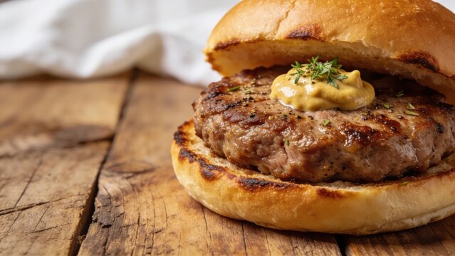 Bavarian meat patty in a roll