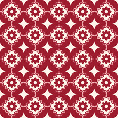 Obraz premium Retro Crimson Floral Lattice Seamless Pattern