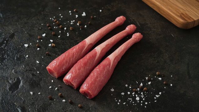 Beef tongues on a dark backdrop