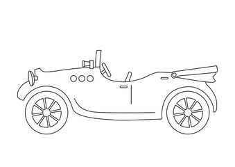 横向きのクラシックカーのシンプルな線画ベクターイラスト