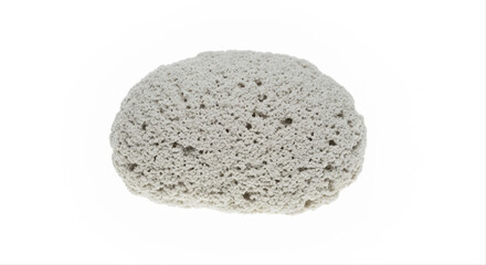 Round white tile with textured grout, isolated on a clean white background, showcasing intricate details and porous surface