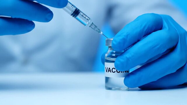 Healthcare Professional Preparing Vaccine for Injection.