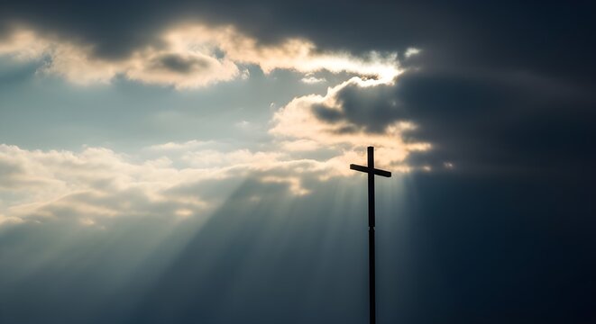 Good friday reflection a cross under divine light