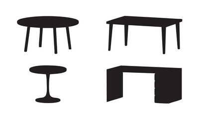 Fototapeta premium Modern table furniture silhouettes with various desk styles