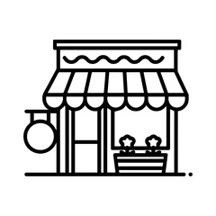 Obraz premium Boutique Store Line Icon With Awning Minimal Outline Shop Clipart 2