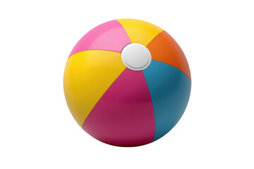 Obraz premium Inflatable beach ball showing cheerful colors, ideal for summer vacation, pool, beach, travel, and leisure concepts