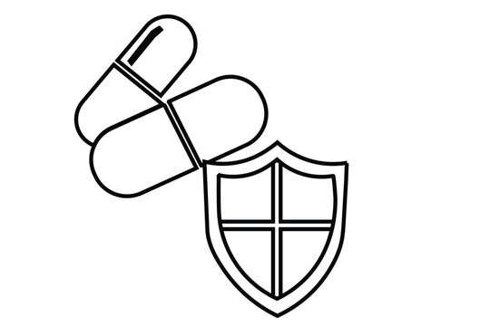 vector illustration of a shield with sword an medichen