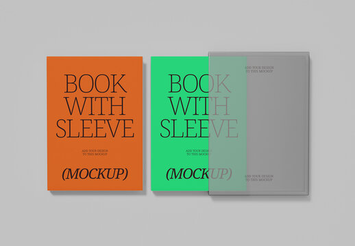 Hardcover Book With Sleeve Mockup