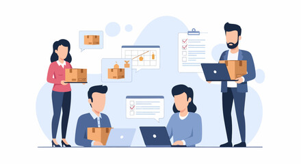 Obraz premium Business people working together in a collaborative office environment.