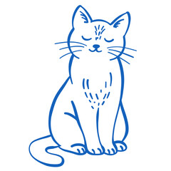Obraz premium Cute Cat Line Art Illustration. Hand Drawn Outline Vector
