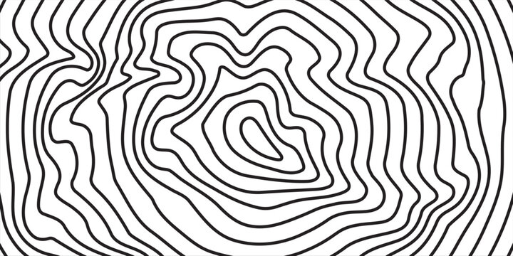 Psychedelic Warped Lines Optical Illusion Texture. Abstract Geometric Background Vector Design. Black and White Modern Pattern Op Art Illustration.