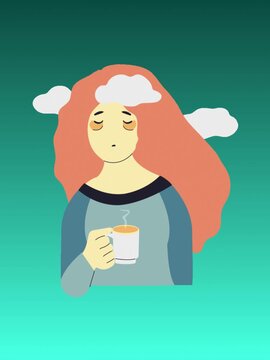woman tired with a cup of coffee