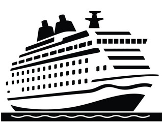 Obraz premium A large cruise ship sailing on the open sea under a clear sky. isolated on white background, Vector, illustration