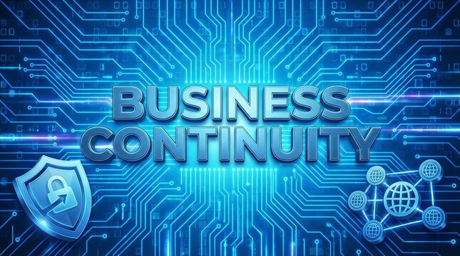 Words spelling 'Business Continuity' on blue background