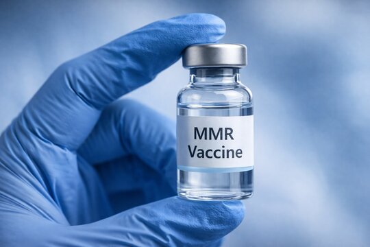 MMR vaccine vial, representing immunization, viral disease prevention, clinical safety, and global public health awareness.